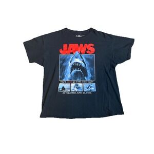 JAWS 1975 Movie Tee T- Shirt MENS 2XL Steven Spielberg Horror Shark Black